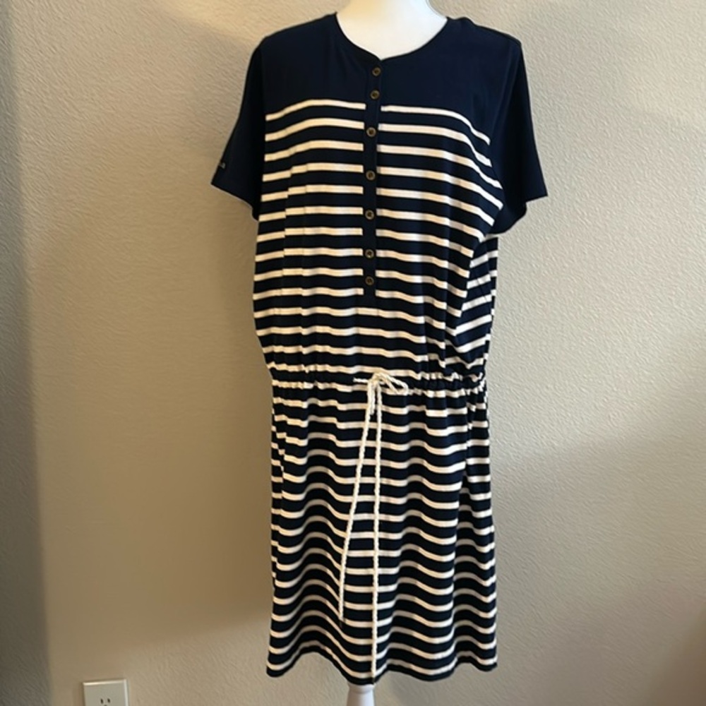 NEW - Ralph Lauren Jeans sz 1X Blue White Short Sleeve Striped T-Shirt Stretch
